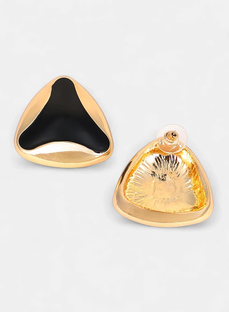 Sohi  Women The Enamel-Triad Stud Earrings | Antique Gold Colour | One-Size | Artificial Stone Alloy Material | Push Back Closure | Earrings For Casual & Evening Wear for Women | Best Price UAE
