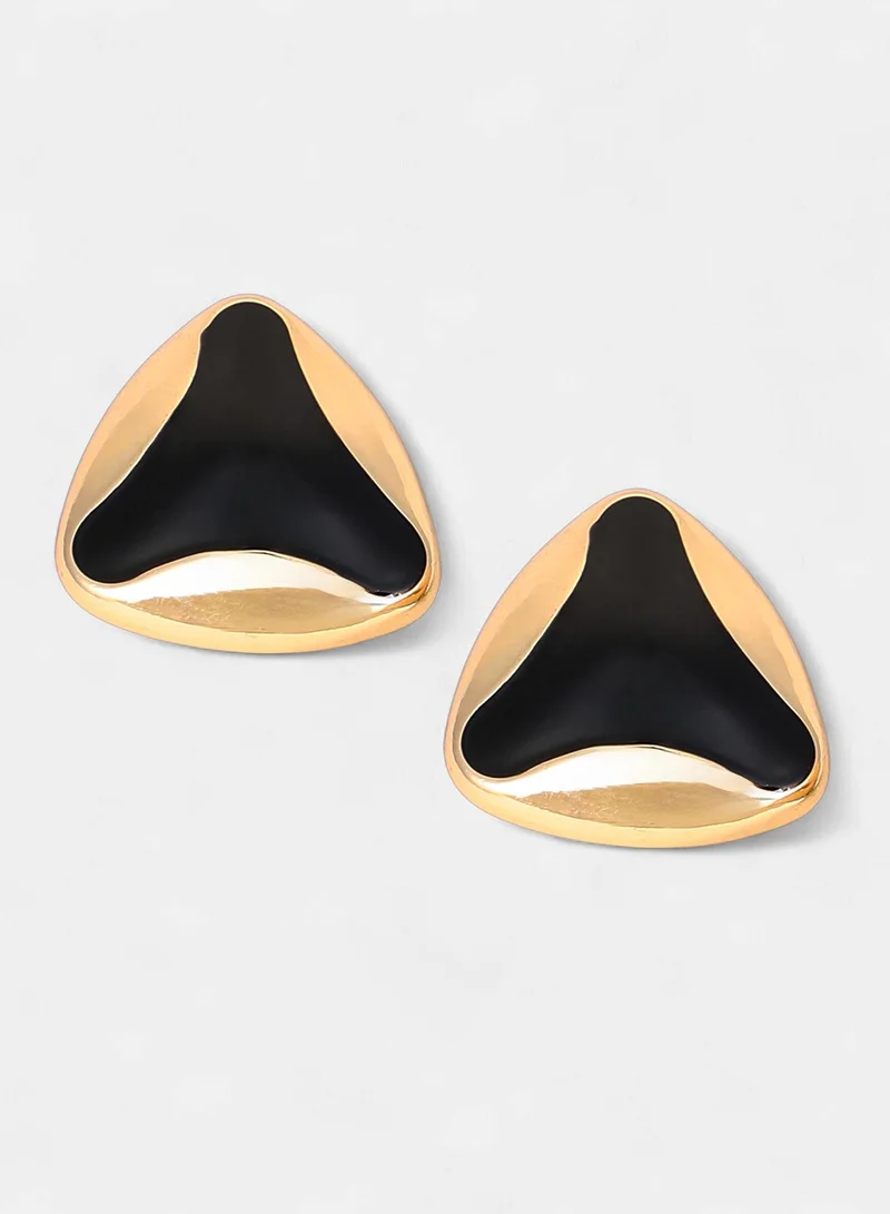 Sohi  Women The Enamel-Triad Stud Earrings | Antique Gold Colour | One-Size | Artificial Stone Alloy Material | Push Back Closure | Earrings For Casual & Evening Wear for Women | Best Price UAE