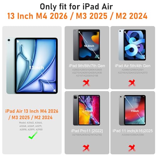 Auorld Case for iPad Air 13 Inch Case M4 2026/M3 2025/ M2 2024, Auorld for iPad Air 13 Inch Case M4 2026 Case with Screen Protector, 360 Degree Rotating Stand Shoulder Strap Pencil Holder, Purple Pink - Image 2