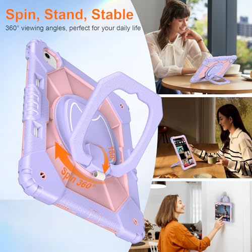 Auorld Case for iPad Air 13 Inch Case M4 2026/M3 2025/ M2 2024, Auorld for iPad Air 13 Inch Case M4 2026 Case with Screen Protector, 360 Degree Rotating Stand Shoulder Strap Pencil Holder, Purple Pink - Image 4