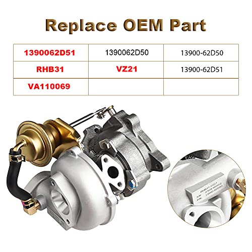 ADPOW VZ21 RHB31 Turbo Charger 100HP Compatible with Small Engines Quads Rhino 500-1000cc Briggs and Stratton Suzuki ALTO with YA1/ F6AT Engine Turbocharger Replacement for 13900-62D51 - Image 2