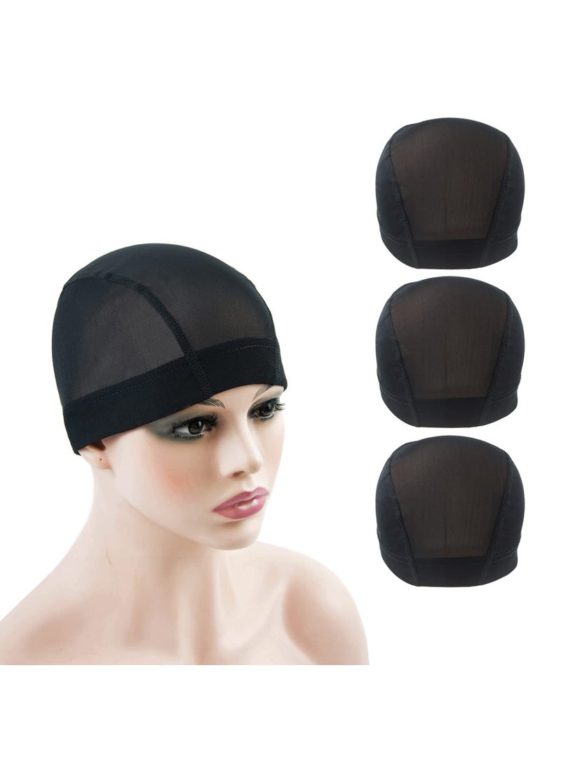 YTBYT 3 Pcs Mesh Cap Wig Caps for Making Wig Stretchy Wig Cap with Wide Elastic Band Black Mesh Cap M 