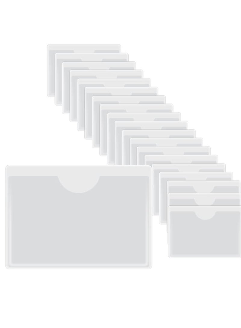 Excefore Adhesive Horizontal Plastic Card Sleeves, 20 pcs Card Plastic Pocket Holder, Waterproof Clear Pockets for Home, Office, School and Travel(Inner Size:4 * 6cm)  - Image 1