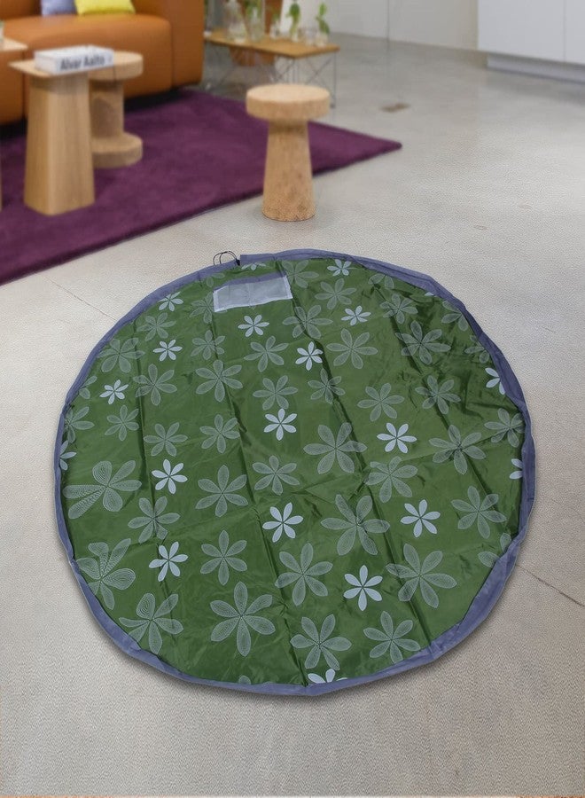THE QUIRK BOX Baby Playing Mat Foldable Round Playing Mat Toy Quick Storage Bag 2 In1 Play Mat,Foldable Toy Bag Mat For Kids Storage, Quickly Clean Up Kid Toys For Indoor Or Outdoor (Green),1 Count - Image 1
