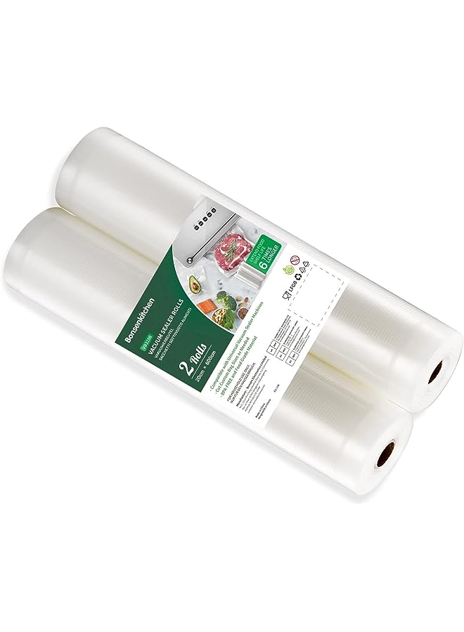 MIXDE Vacuum Food Sealer Rolls Bags, 2 Packs 8 In X 20 Ft Storage Bags, Bpa Free, Durable Commercial Customized Size Food Bags For Food Storage And Sous Vide Cooking - Image 1
