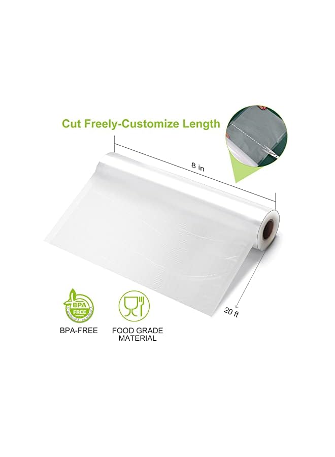 MIXDE Vacuum Food Sealer Rolls Bags, 2 Packs 8 In X 20 Ft Storage Bags, Bpa Free, Durable Commercial Customized Size Food Bags For Food Storage And Sous Vide Cooking - Image 4