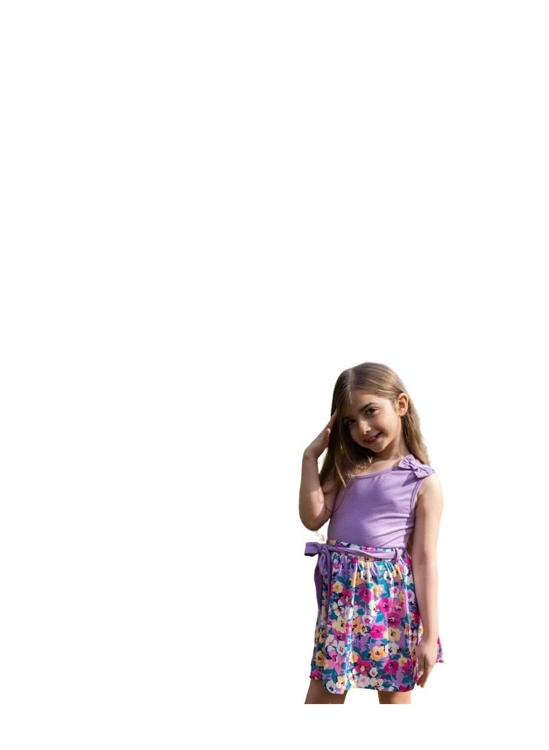 Girls 3-piece set: a mauve T-shirt, a floral pocket, and a belt  - Image 2