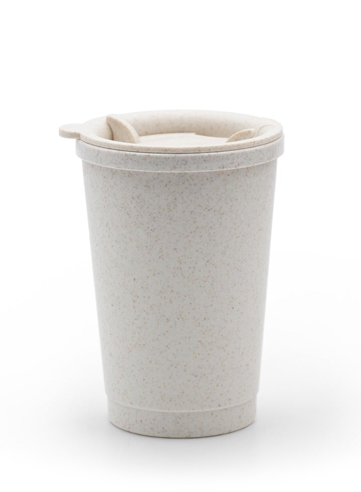 Beram Wheat Straw Coffee Cup with Lid, Eco-Friendly and Reusable, Double Wall Water Mug, Leak Proof, Daily Use Travel Cup  - Image 1