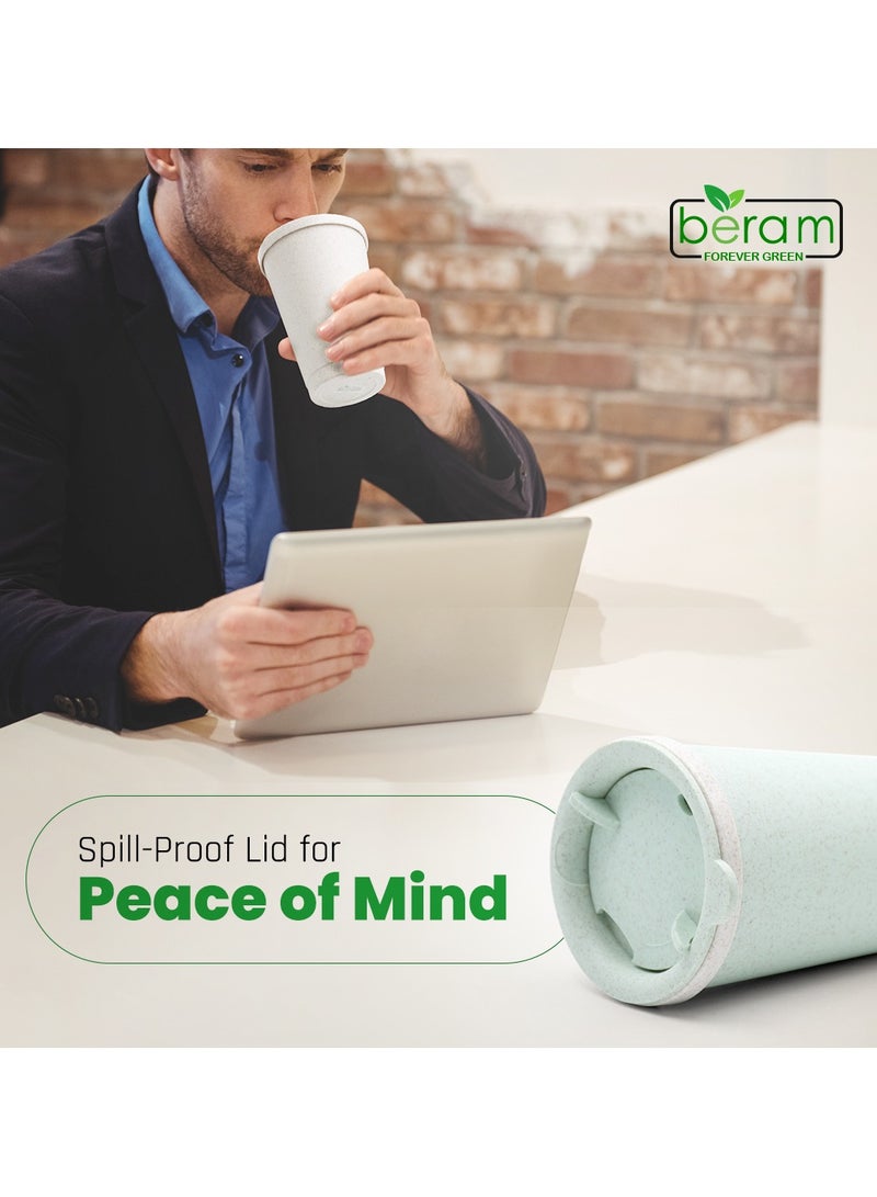 Beram Wheat Straw Coffee Cup with Lid, Eco-Friendly and Reusable, Double Wall Water Mug, Leak Proof, Daily Use Travel Cup  - Image 3