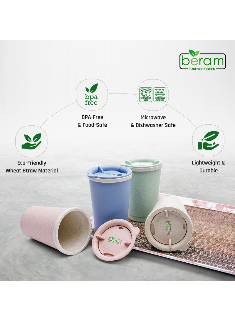 Beram Wheat Straw Coffee Cup with Lid, Eco-Friendly and Reusable, Double Wall Water Mug, Leak Proof, Daily Use Travel Cup  - Image 4
