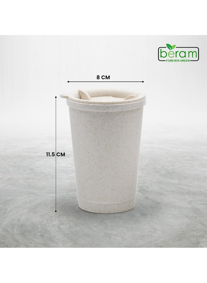 Beram Wheat Straw Coffee Cup with Lid, Eco-Friendly and Reusable, Double Wall Water Mug, Leak Proof, Daily Use Travel Cup  - Image 5