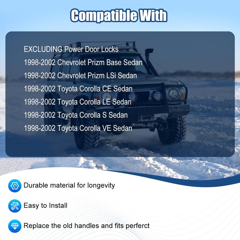 NPAUTO Interior Front Rear Door Handles Driver Passenger Side Pair Replacement for 1998 1999 2000 2001 2002 Toyota Corolla Chevy Prizm Manual Lock Beige/Tan - Image 3