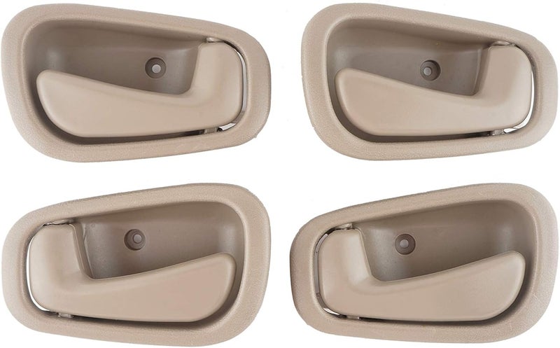 NPAUTO Interior Front Rear Door Handles Driver Passenger Side Pair Replacement for 1998 1999 2000 2001 2002 Toyota Corolla Chevy Prizm Manual Lock Beige/Tan - Image 1