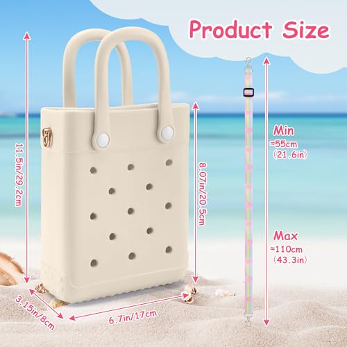 BKFOLIUM Mini Rubber Tote Bag, EVA Beach Tote with 30 Charms, Cute Bag for Little Girl & Women with Adjustable Shoulder Strap - Image 2