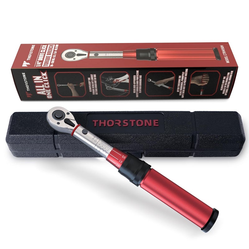 Thorstone Torque Wrench 14 Inch Drive 10150 FTLB11169 Nm Click Torque Wrench 2 Clockwise High Accuracy Adjustable DualDirection and Dual Range Scales