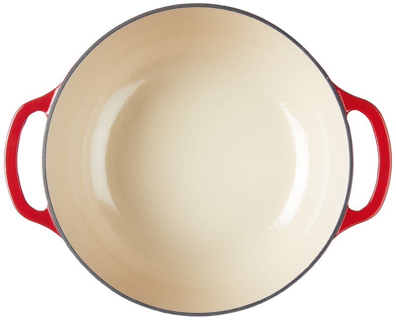 Lodge 7.5 Quart Enameled Cast Iron Dutch Oven with Lid â€“ Dual Handles â€“ Oven Safe up to 500Â° F or on Stovetop - Use to Marinate, Cook, Bake, Refrigerate and Serve â€“ Island Spice Red - Image 3