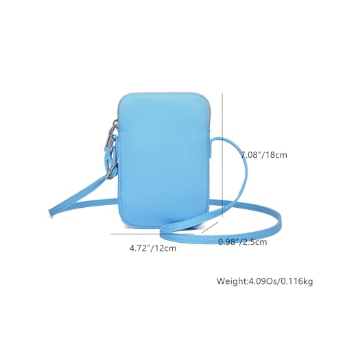 YONBEN Small Crossbody Purse Zipper Cell Phone Bag Mini Shoulder Purse Wallet Smart Phone Wallet with Credit Card Solts (Nylon-Sky Blue) - Image 2