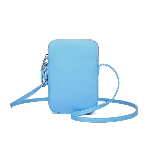 YONBEN Small Crossbody Purse Zipper Cell Phone Bag Mini Shoulder Purse Wallet Smart Phone Wallet with Credit Card Solts (Nylon-Sky Blue) - Image 1