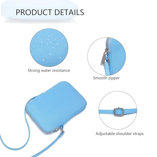 YONBEN Small Crossbody Purse Zipper Cell Phone Bag Mini Shoulder Purse Wallet Smart Phone Wallet with Credit Card Solts (Nylon-Sky Blue) - Image 4