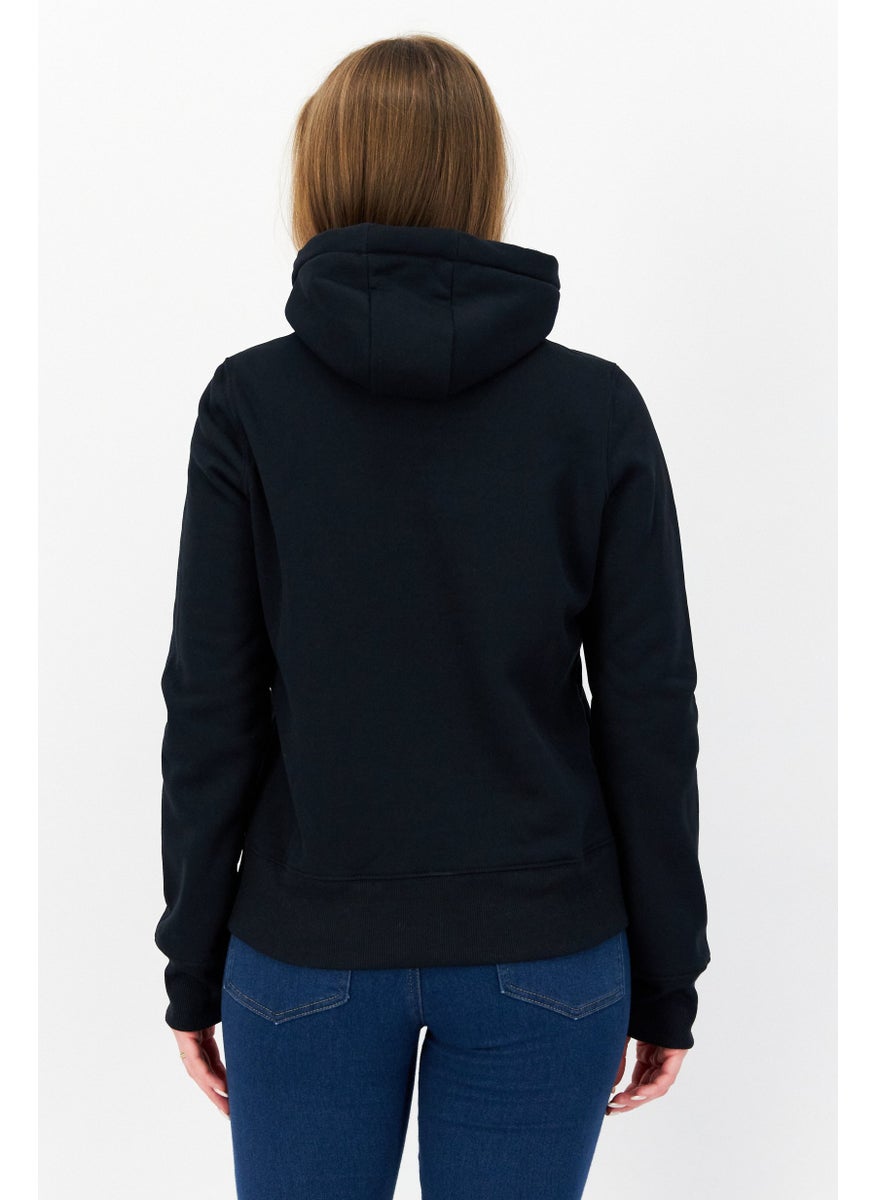 GEOGRAPHICAL NORWAY - Women Hooded Long Sleeve Embroiered Logo Sweatshirt, Navy - Image 1