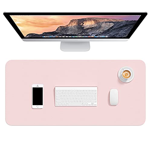 Hsurbtra Desk Pad, 30" x 14" PU Leather Desk Mat, XL Extended Mouse Pad, Waterproof Desktop Blotter Protector, Non-Slip Ultra Thin Large Laptop Keyboard Writing Mat for Office Home, Pink - Image 1