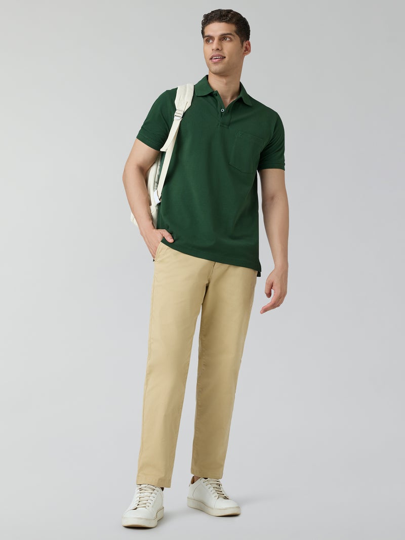اكس واي اكس اكس قميص بولو رجالي من القطن بنصف كم بلون أخضر - Image 3