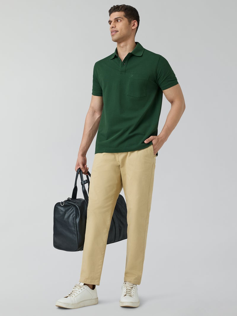 اكس واي اكس اكس قميص بولو رجالي من القطن بنصف كم بلون أخضر - Image 5