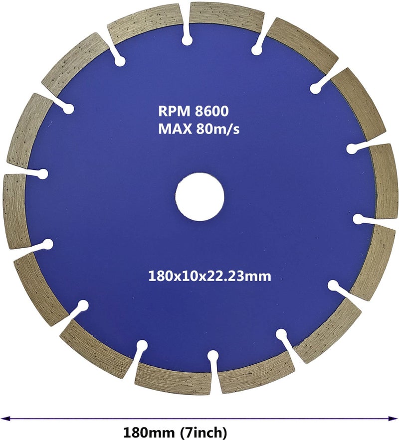 DUMDAAR 7Inch Silent Diamond Saw Blade for Granite and Marble Slate Diamond Cutter Blade with Line-up Segment Height 180MM - Image 2