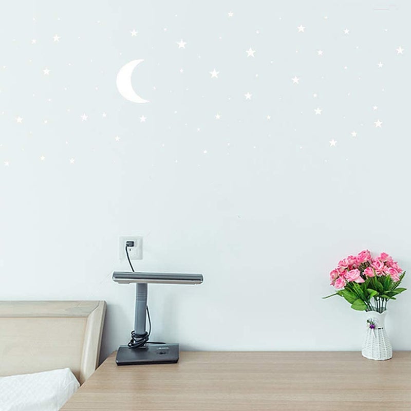 thovorrnl Moon and Stars Wall Decal Vinyl Sticker, Removable Children Kids Art DIY Sticker Mural for Boy Girls Baby Room Decoration Good Night Nursery Wall Decor Home House Bedroom Design (White) - Image 3