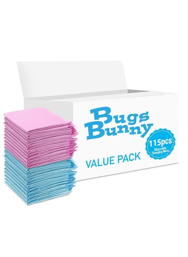 Bugs Bunny حصائر تغيير قابلة للتخلص منها، 115 قطعة، حصيرة ناعمة مقاومة للماء، حصيرة تغيير محمولة مقاومة للتسرب، وسادة تحتية مقاومة للتسرب للأمهات الجدد، وسادة حماية لطاولة المراتب - Image 1
