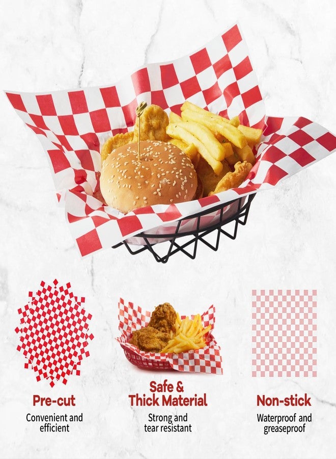 ZORRITA ورق تغليف الطعام ZORRITA، ٥٠٠ ورقة، أحمر وأبيض بنقشة مربعات، مقاس ١٢ × ١٢ بوصة، مقاوم للدهون، ورق تغليف كلاسيكي للسندويشات والهامبرغر والهوت دوغ والوجبات السريعة - Image 3