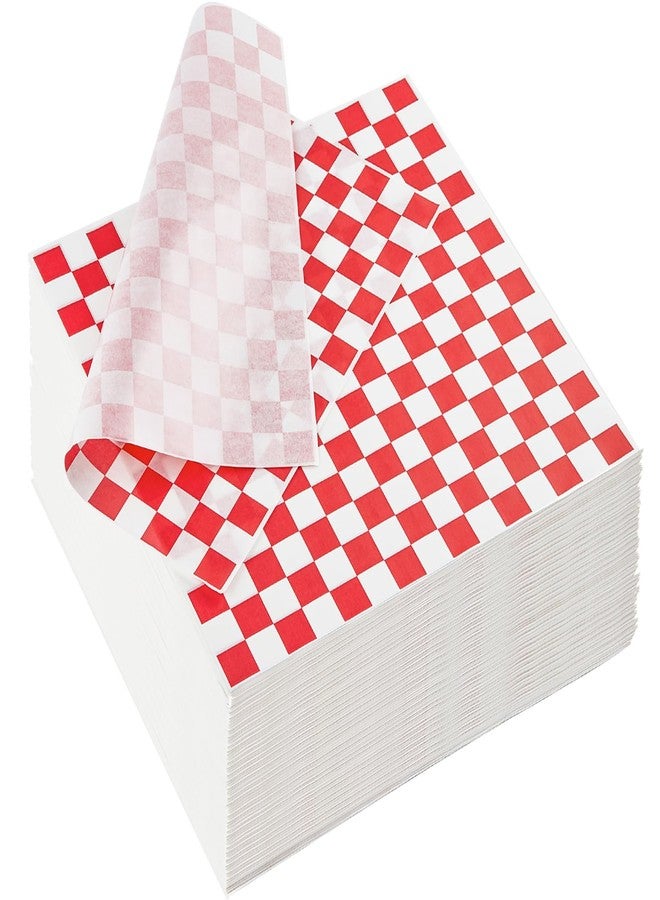 ZORRITA ورق تغليف الطعام ZORRITA، ٥٠٠ ورقة، أحمر وأبيض بنقشة مربعات، مقاس ١٢ × ١٢ بوصة، مقاوم للدهون، ورق تغليف كلاسيكي للسندويشات والهامبرغر والهوت دوغ والوجبات السريعة - Image 1