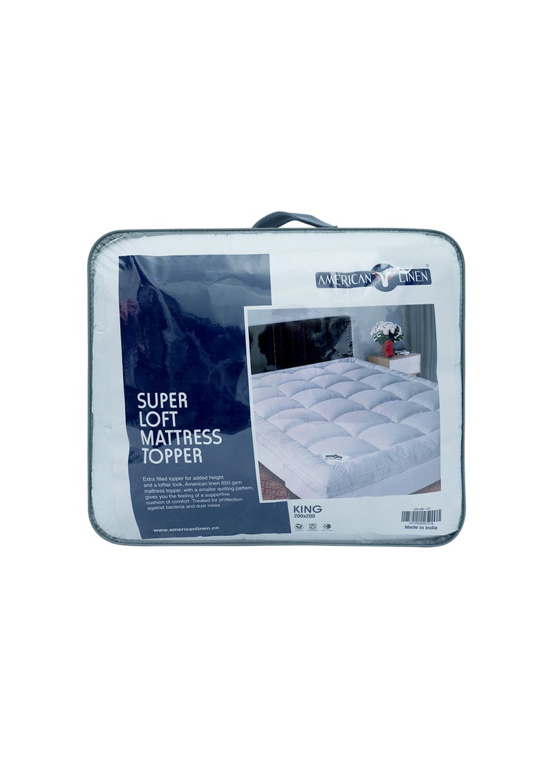 American Linen Mattress Topper | 650GSM Microfiber Filling | Size 200x200 cm | Experience Luxurious Comfort and Support | White  - Image 2