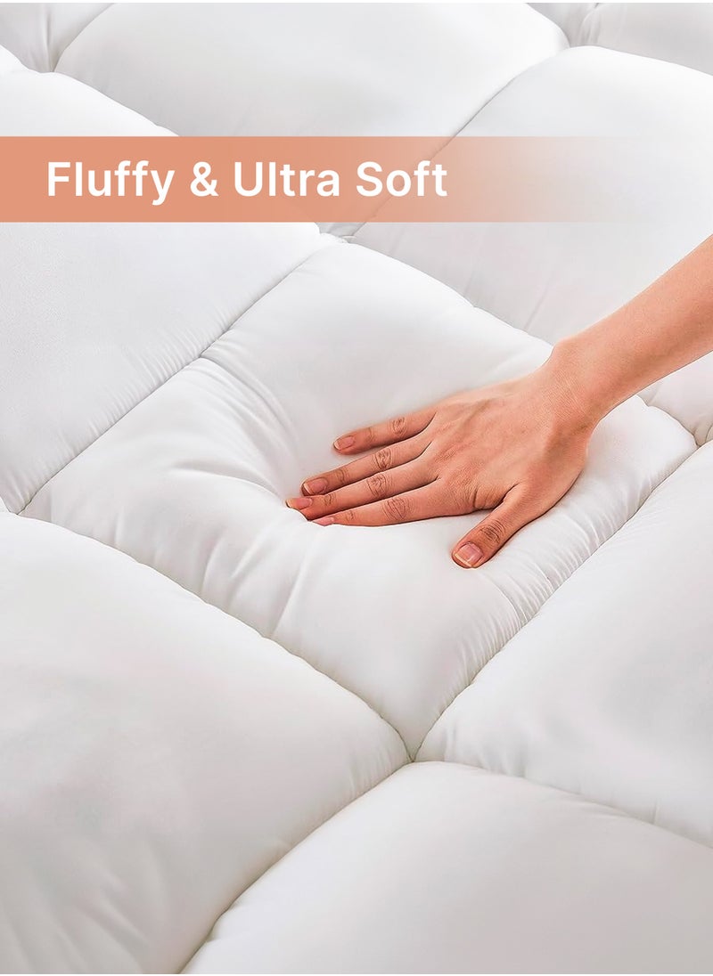 American Linen Mattress Topper | 650GSM Microfiber Filling | Size 200x200 cm | Experience Luxurious Comfort and Support | White  - Image 4