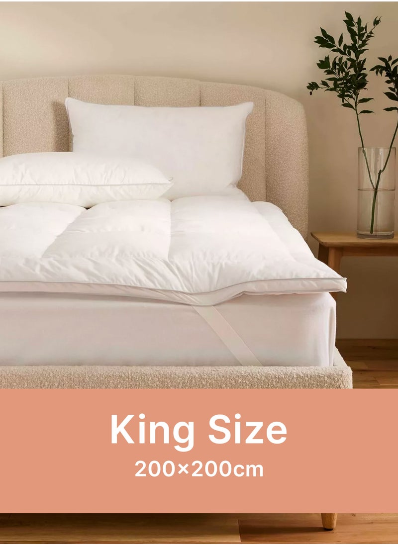 American Linen Mattress Topper | 650GSM Microfiber Filling | Size 200x200 cm | Experience Luxurious Comfort and Support | White  - Image 5
