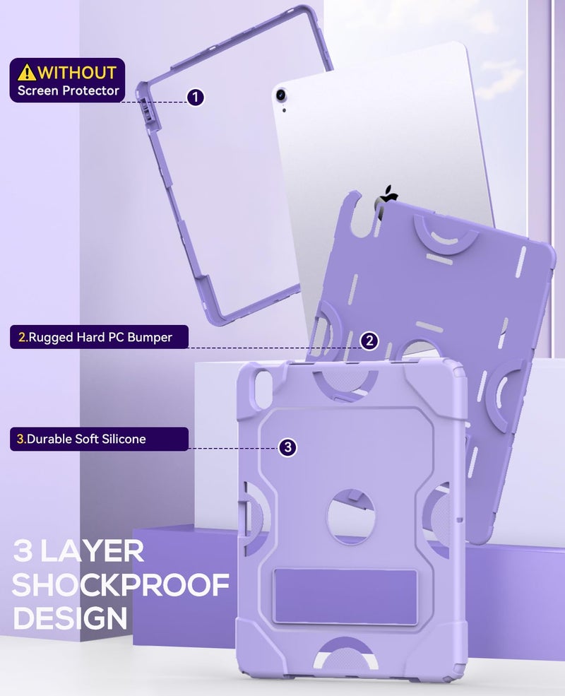 Cantis Case for iPad Air 13 Inch (M4) 2026/ (M3) 2025/ (M2) 2024 with Pencil Holder, Heavy Duty Shockproof Case for i Pad Air 13" Supports Pencil Pro and Pencil (USB-C), Purple+Purple - Image 4