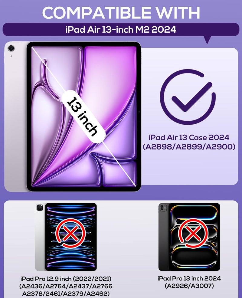 Cantis Case for iPad Air 13 Inch (M4) 2026/ (M3) 2025/ (M2) 2024 with Pencil Holder, Heavy Duty Shockproof Case for i Pad Air 13" Supports Pencil Pro and Pencil (USB-C), Purple+Purple - Image 2