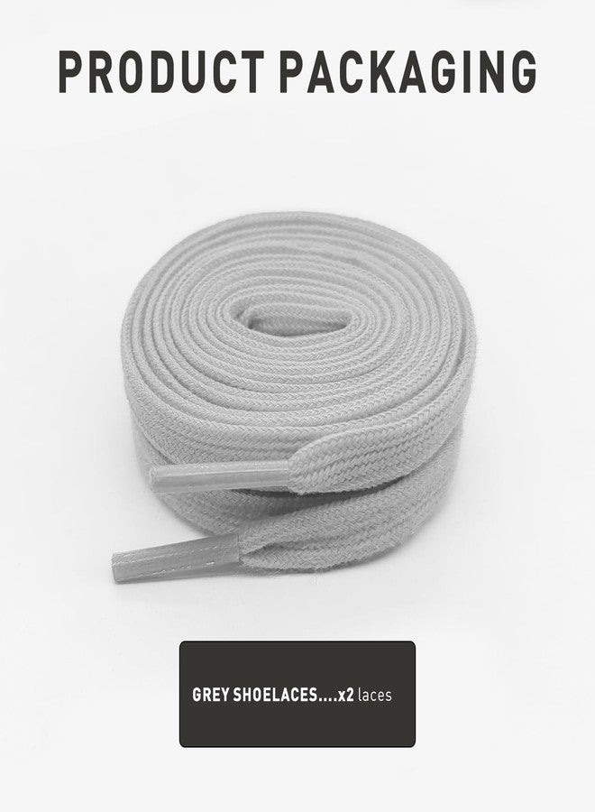 UamGlsob 2 Pairs Soccer Shoe Laces for Samba Soccer Sneakers, 5/16"(8mm) Flat Cotton Shoelaces Replacement Shoe Strings (Grey, 54"/140cm) - Image 2