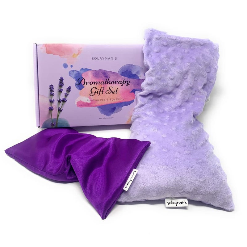 Solayman Tech Microwavable Heat Pad & Eye Pillow - Gift Set - Lavender Scented Eye Pillow & Microwave Heating Pad Great Gifts for Women, Mom to Be Gift- Aromatherapy Sleeping Eye Mask for Yoga Headache Pain Relief - Image 1