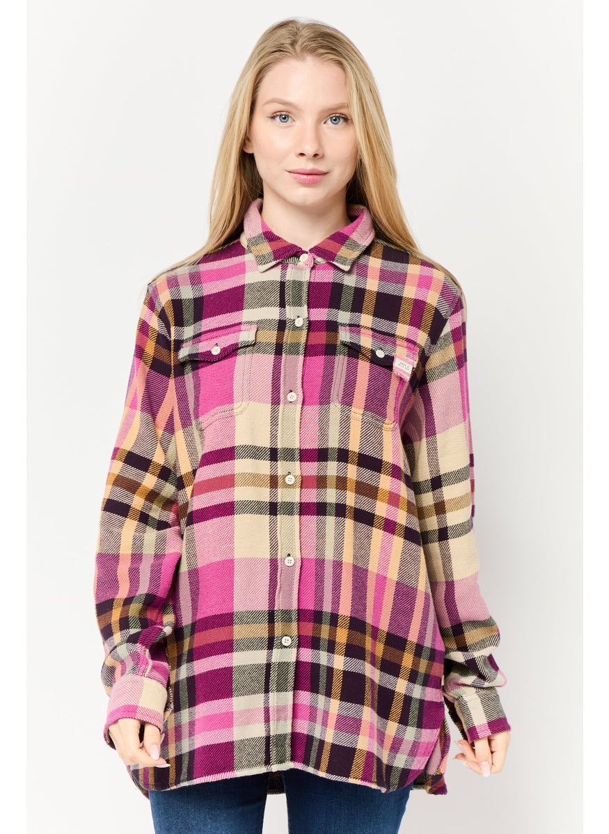 Scotch & Soda Women Spread Collar Long Sleeves Plaid Shirt, Multicolor  - Image 1
