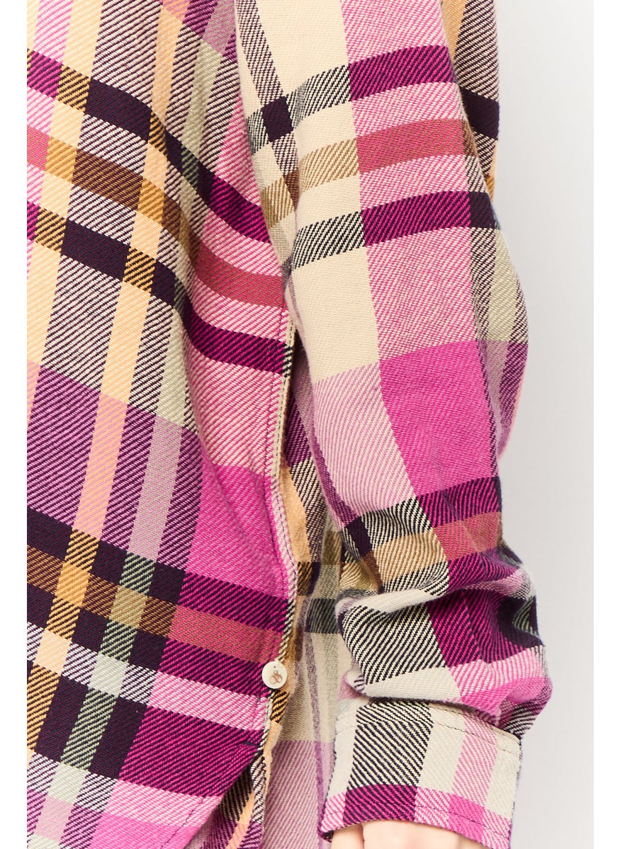 Scotch & Soda Women Spread Collar Long Sleeves Plaid Shirt, Multicolor  - Image 3