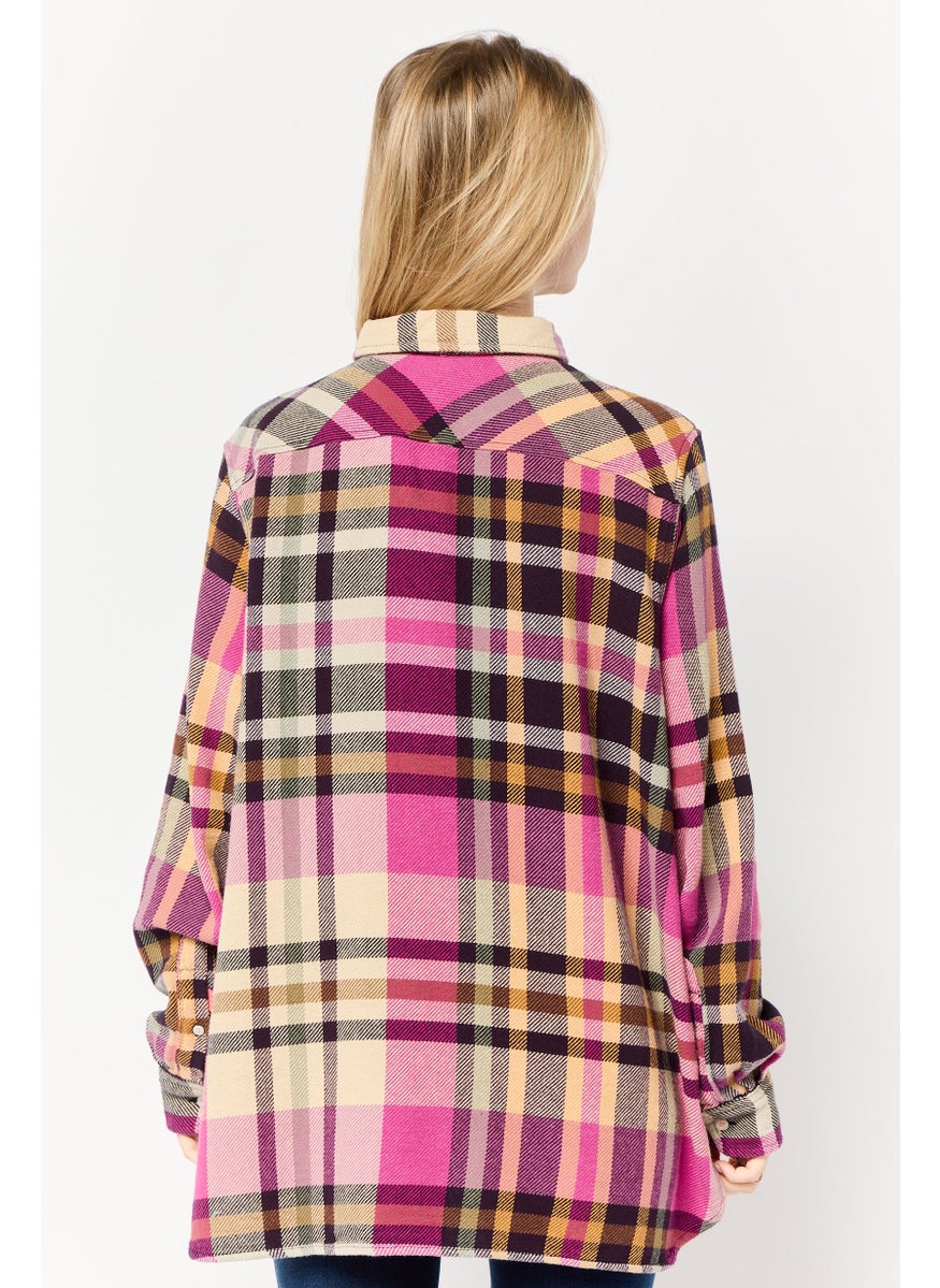 Scotch & Soda Women Spread Collar Long Sleeves Plaid Shirt, Multicolor  - Image 4