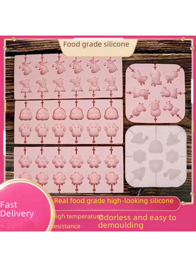 Food-grade Silicone Candy Stick Mold Home Use Diy Self-made Candy Cheese Stick Mold 12-piece Set Daily Use Kitchen Utensils-Color:8 Even Rabbit Egg ] - Image 2