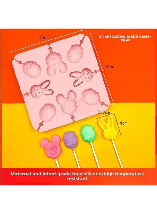 Food-grade Silicone Candy Stick Mold Home Use Diy Self-made Candy Cheese Stick Mold 12-piece Set Daily Use Kitchen Utensils-Color:8 Even Rabbit Egg ] - Image 1