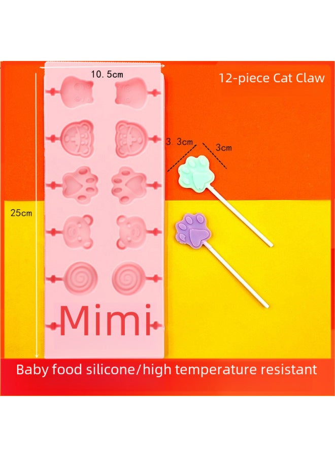 Food-grade Silicone Candy Stick Mold Home Use Diy Self-made Candy Cheese Stick Mold 12-piece Set Daily Use Kitchen Utensils-Color:8 Even Rabbit Egg ] - Image 3