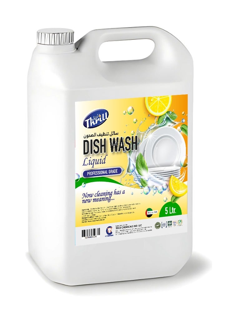 Thrill Professional Lemon Dish Wash Liquid 5L – Powerful Grease Removal, Long-Lasting Fresh Lemon Scent, Gentle on Hands - Image 1
