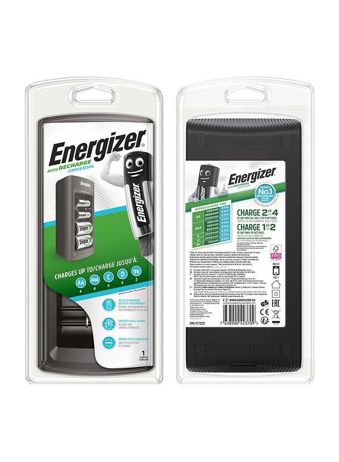 Energizer Charger Universal for AA/AAA/C/D/9V Rechargeable Batteries Black - Image 1