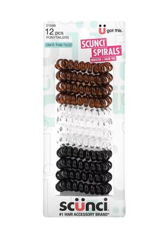 Scunci Scunci Ponytailers Dent-Free Hold Assorted Colors 12 Pieces  - Image 1