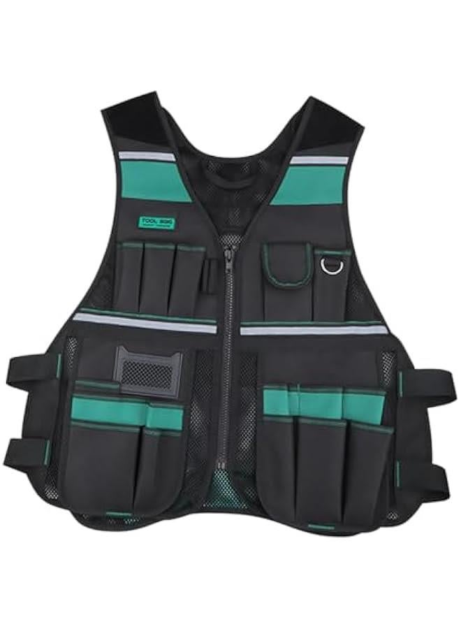 Electrician Tool Vest Multi Pocket Waterproof Heavy Duty Convenient Vest Styles Tool Bag Storage Bag Holder for Construction  - Image 1