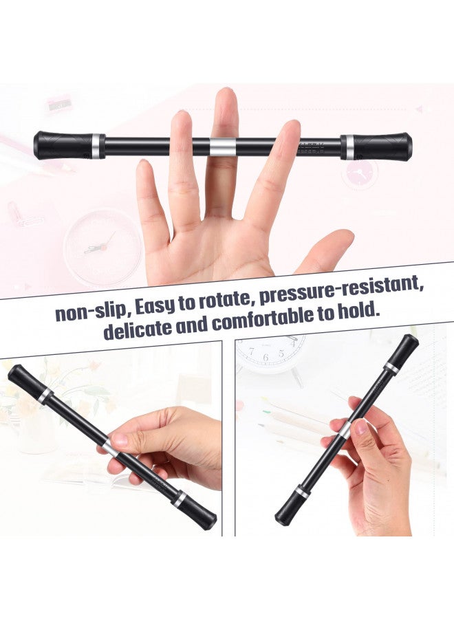 Outus 2 Pieces Spinning Pen Rolling Finger Rotating Pen Gaming Trick Pen Mod with Tutorial No Pen Refill Stress Releasing Brain Training Toys for Kids Adults Student Office Supplies (Black and Silver)  - Image 4